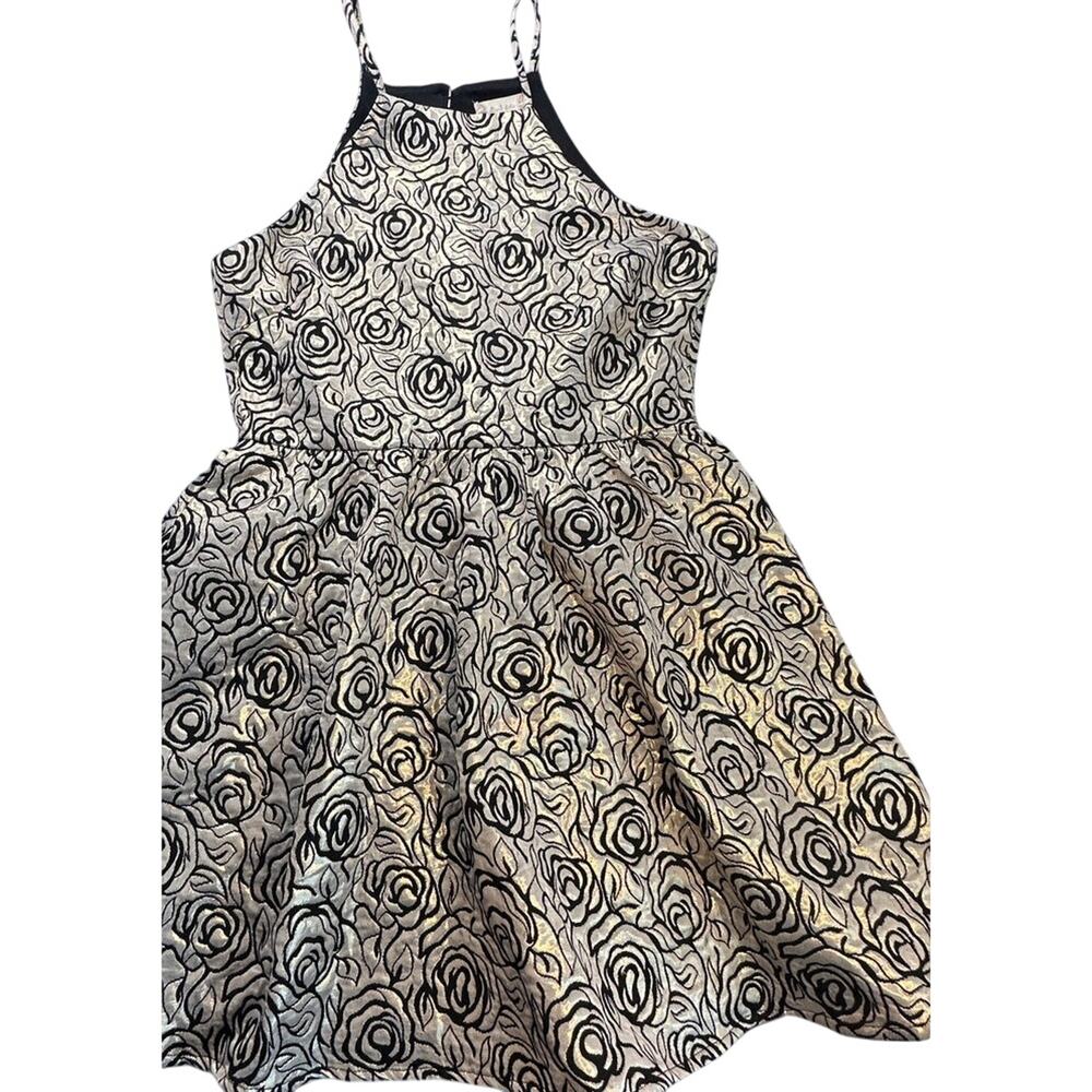 Altar'd State Mini Dress Brocade Silver Gold Floral Coquette Fairy